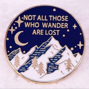 Not All Who Wander Are Lost Enamel Pin, Navy Blue and Gold Inspirational…